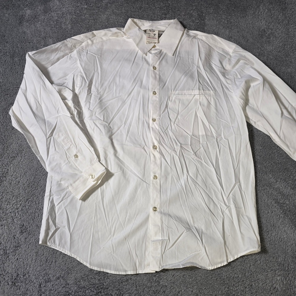 Tweeds Mens M Button Down Shirt White Cotton Long Sleeve Pocket Solid Basic
